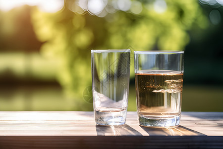 健康饮水的玻璃水杯背景图片