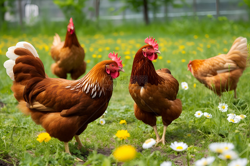 农业养殖的鸡群图片