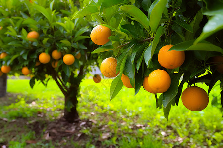 乡村农业种植的柑橘果园背景图片