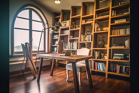 现代简约风格的室内家居书房背景图片