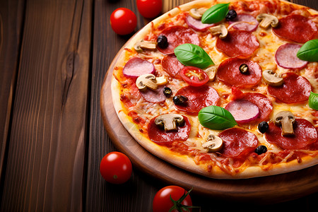 美味可口的意大利披萨背景图片