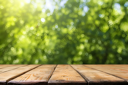 清新绿意的木桌背景背景图片