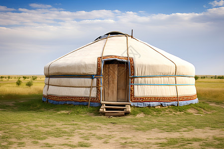 游牧民族的蒙古包背景图片