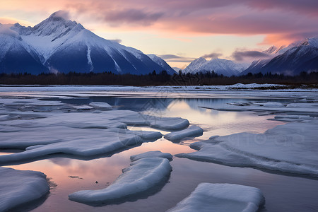 寒冷冰川的美丽景观背景图片