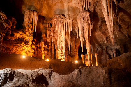天然质地岩溶洞穴的美丽景观背景图片