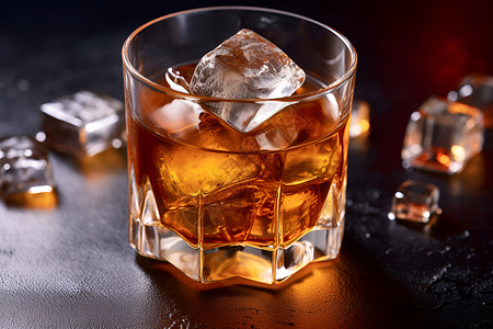 冰镇的威士忌冰饮背景图片