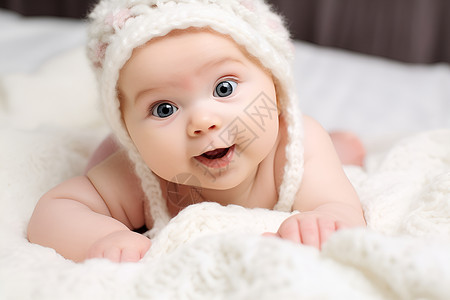 甜美笑容的小婴儿高清图片