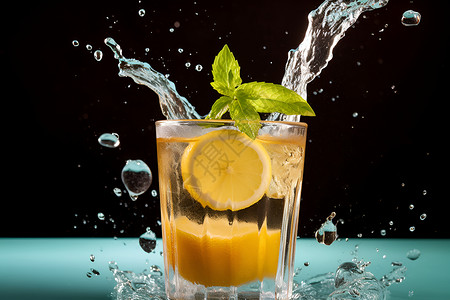 清凉惬意的柠檬茶背景图片