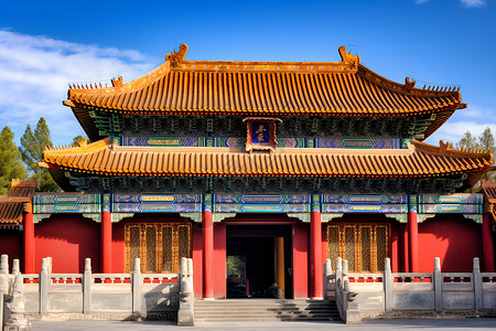 历史悠久的中式博物馆建筑背景图片