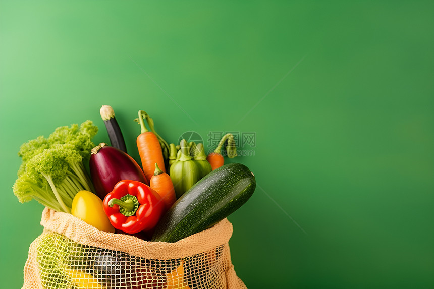 袋子中丰盛的蔬菜图片