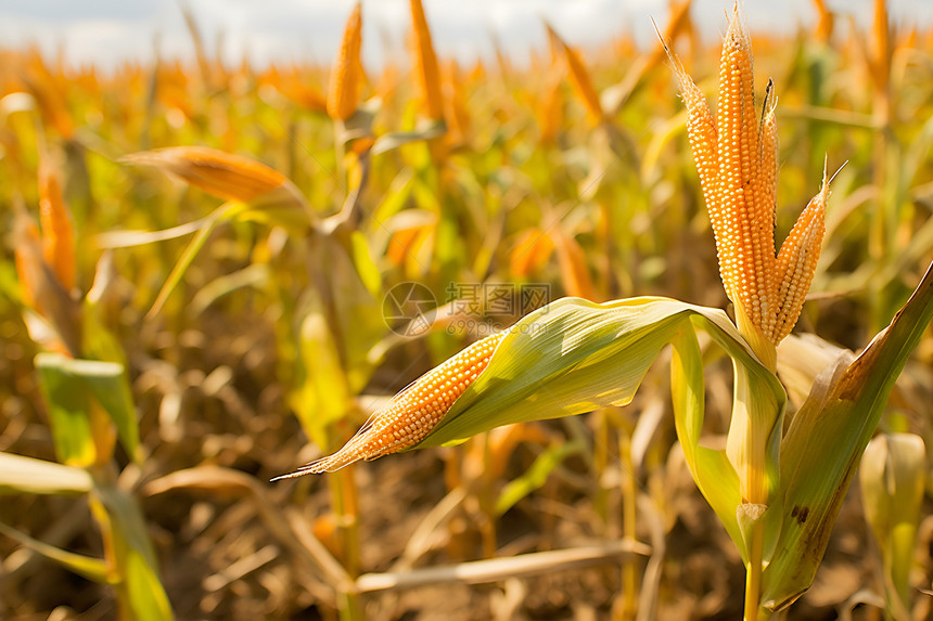 麦田里面成熟的玉米图片