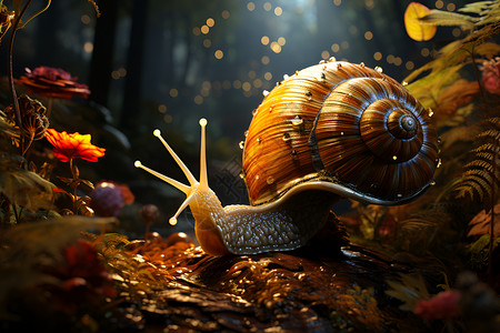 爬行蜗牛野生的蜗牛设计图片