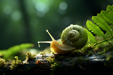 缓慢爬行的蜗牛高清图片