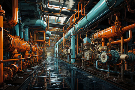 复杂管道的能源存储工厂背景图片