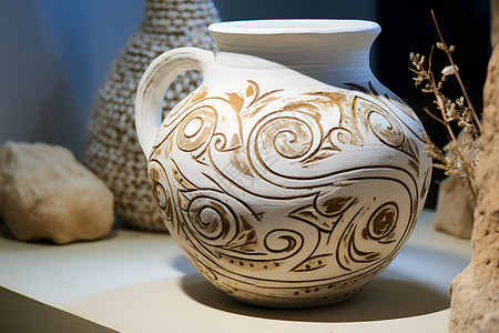 古老的陶瓷花瓶背景图片
