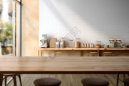木质的家居厨房装修背景图片