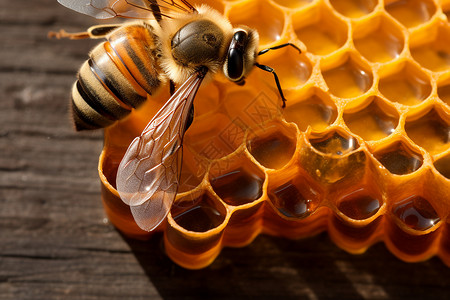 夏季昆虫蜜蜂蜂巢上的蜜蜂背景