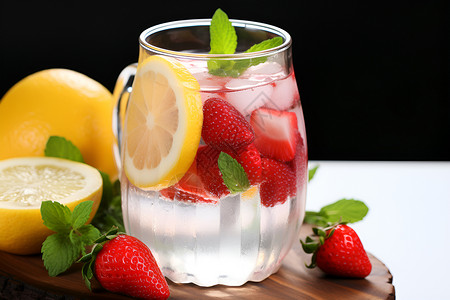 清凉夏日的水果饮品背景图片