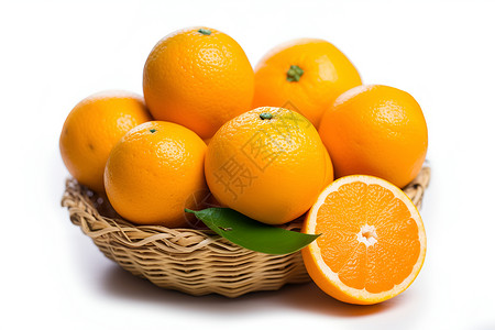 橙子叶子素材桌面上美味的橙子背景