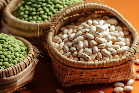 桌面上健康的豆子背景图片