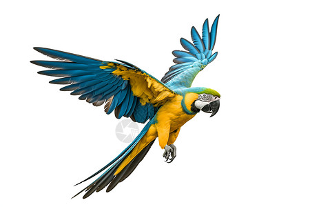 翱翔的蓝黄鹦鹉背景图片