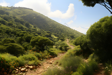 静谧村庄的景观背景图片