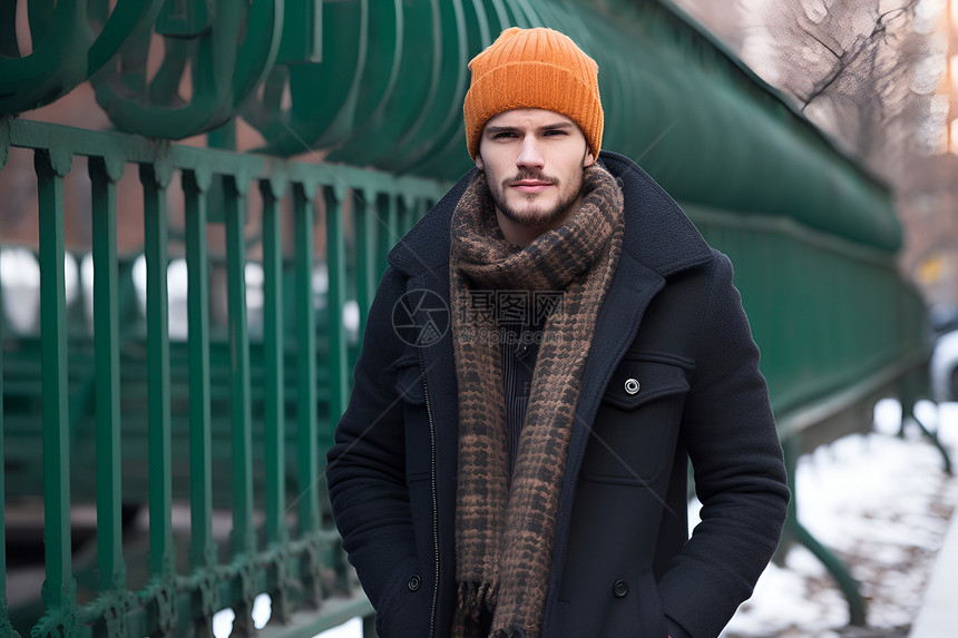街道上的冬季男性图片