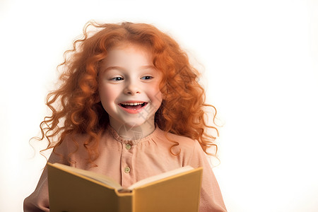 阅读的红发女孩背景图片