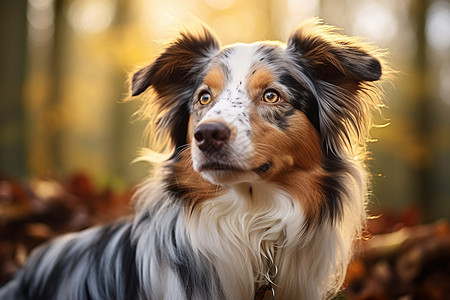 户外森林中的牧羊犬背景图片