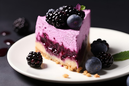 美味的紫色浆果蛋糕背景图片