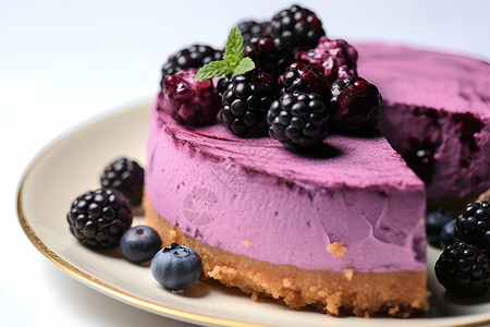 紫色的浆果蛋糕背景图片