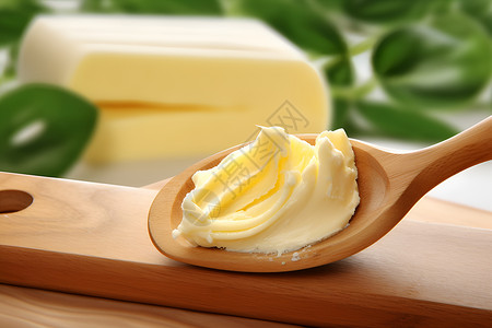 木勺里的美味奶酪背景图片