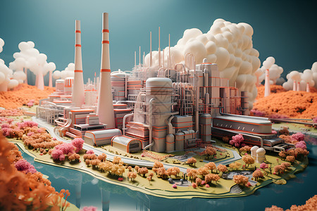 未来工厂的模型背景图片
