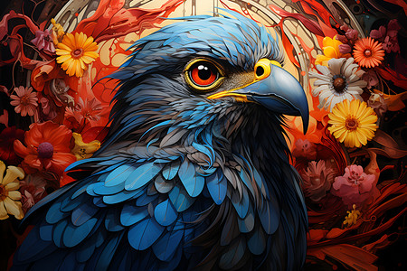五彩斑斓的秃鹰艺术插图背景图片