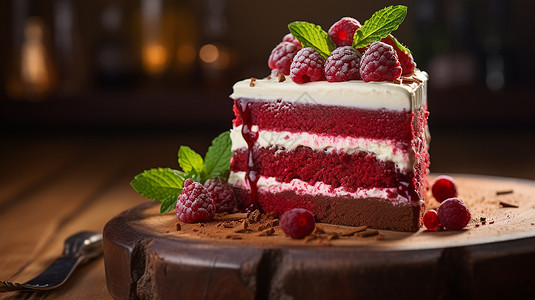 甜蜜的红丝绒蛋糕背景图片