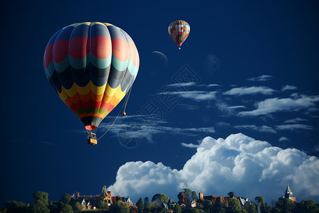 夏天天空中的热气球背景图片