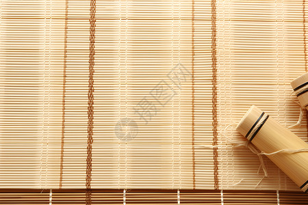 古朴的竹卷垫高清图片