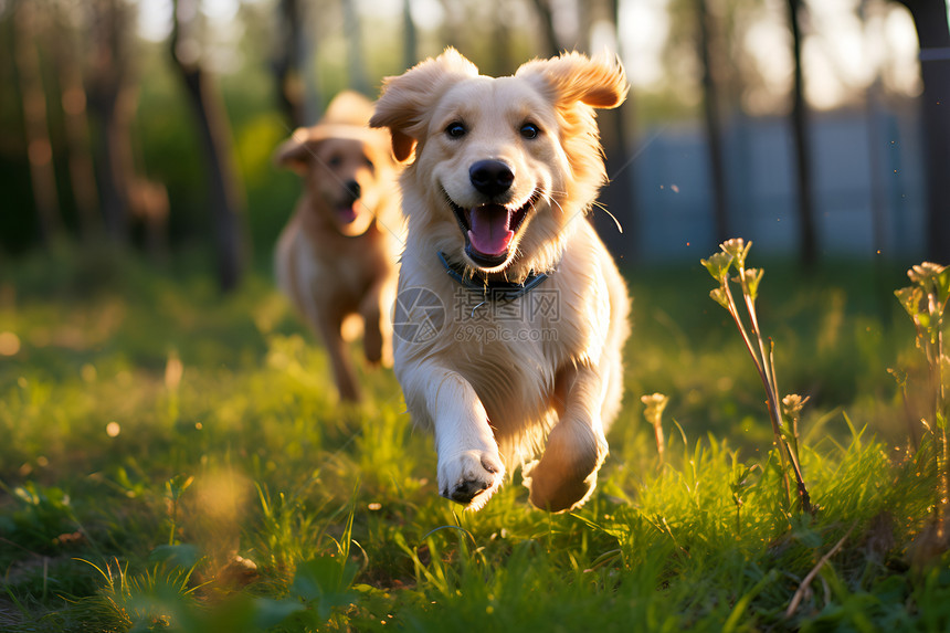 快乐奔跑的金毛犬图片
