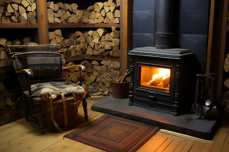 室内家居取暖的火炉背景图片