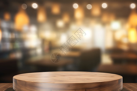 木桌上的木质圆桌背景图片