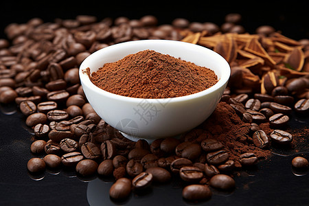 新鲜烘烤的咖啡豆背景图片