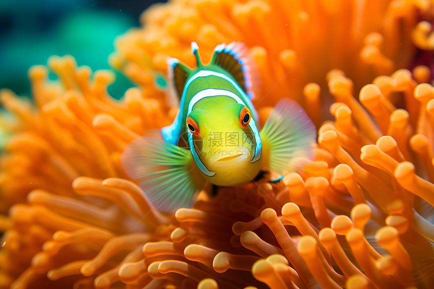 珊瑚礁里的小丑鱼图片