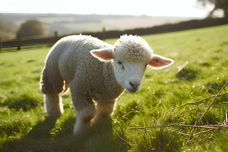 牧场的小羊羔背景图片