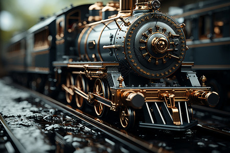 老式蒸汽火车微距模型背景图片