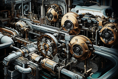 机械之美的复杂机床背景图片