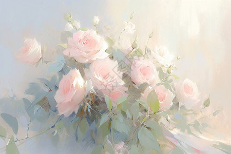 清新自然的玫瑰花束背景图片