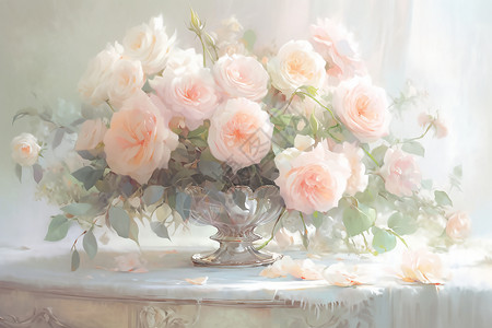 浪漫的粉色玫瑰花朵背景图片