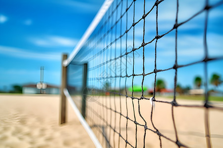 排球运动素材沙滩上的排球网背景