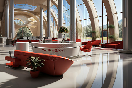 办公休息区建筑大厅的休息区设计图片