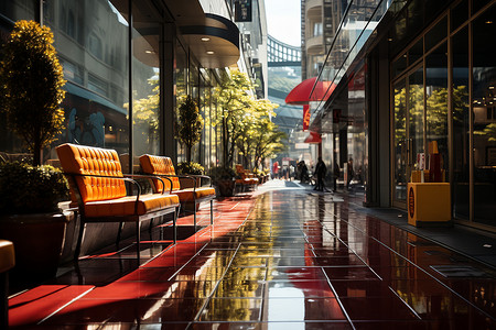 奢侈橱窗繁忙的城市商业街设计图片
